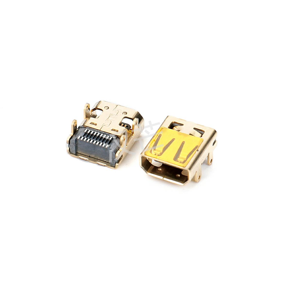 HDMI D母外壳插板端子SMT